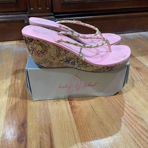 Pair of size 7 women Baby Phat wedge practically new